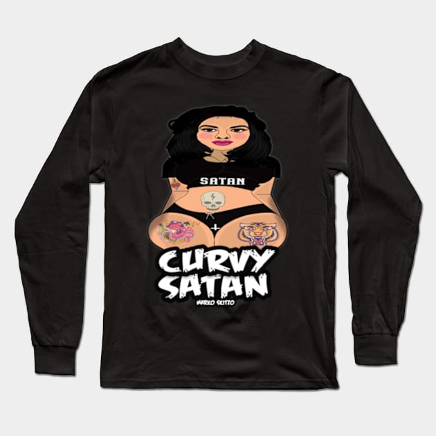 MARKO SKITZO X CURVY SATAN Long Sleeve T-Shirt by MarkoSkitzo